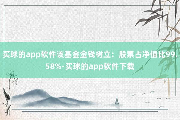 买球的app软件该基金金钱树立：股票占净值比99.58%-买球的app软件下载