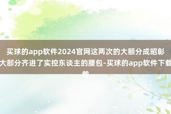 买球的app软件2024官网这两次的大额分成昭彰大部分齐进了实控东谈主的腰包-买球的app软件下载