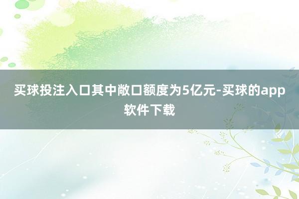 买球投注入口其中敞口额度为5亿元-买球的app软件下载