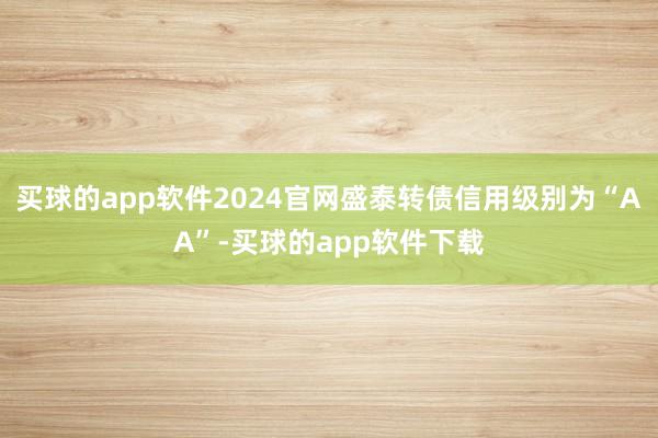 买球的app软件2024官网盛泰转债信用级别为“AA”-买球的app软件下载