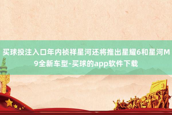 买球投注入口年内祯祥星河还将推出星耀6和星河M9全新车型-买球的app软件下载