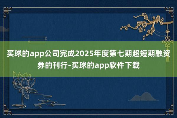 买球的app公司完成2025年度第七期超短期融资券的刊行-买球的app软件下载