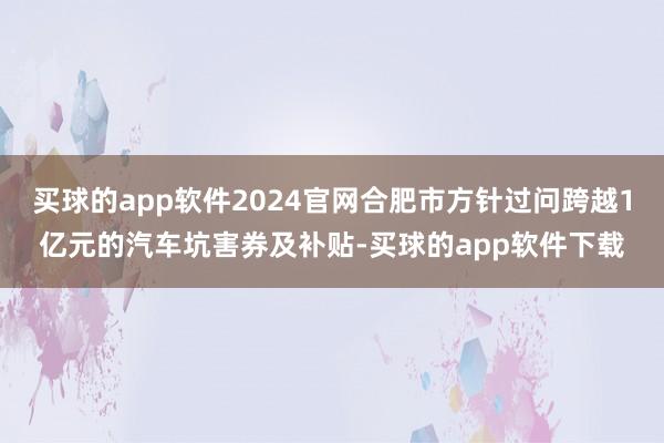 买球的app软件2024官网合肥市方针过问跨越1亿元的汽车坑害券及补贴-买球的app软件下载